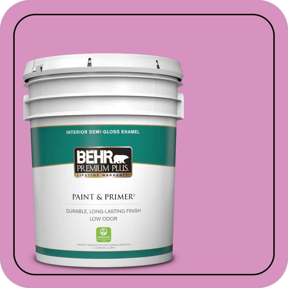 BEHR PREMIUM PLUS 5 gal. #680B-4 Pressed Flower Semi-Gloss Enamel Low Odor Interior Paint & Primer