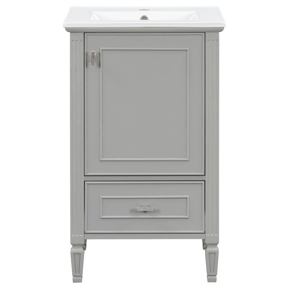 Unbranded Gray 20in Bathroom Vanity with Ceramic Sink with Storage Cabinet Storage Rack for Bathroom (3)