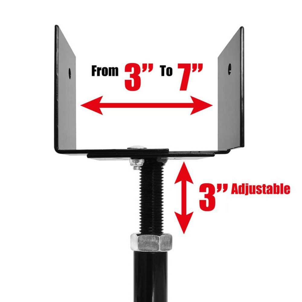 Pylex Adjustable Deck Support Multi-Format 33-66 Black (Pack of 2 Units) (3)
