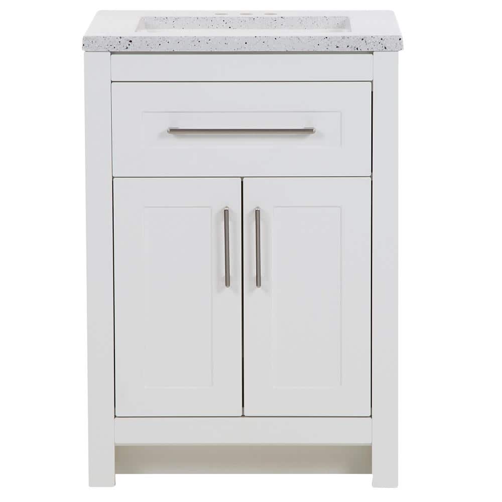 Home Decorators Collection Clady 25 in. Single Sink White Bath Vanity with Silver Ash Cultured Marble Top (Assembled) (3)
