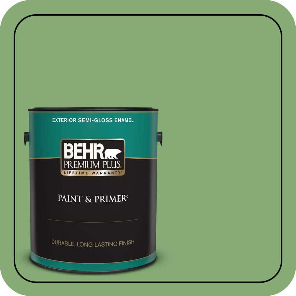 BEHR PREMIUM PLUS 1 gal. #440D-5 Pesto Semi-Gloss Enamel Exterior Paint & Primer
