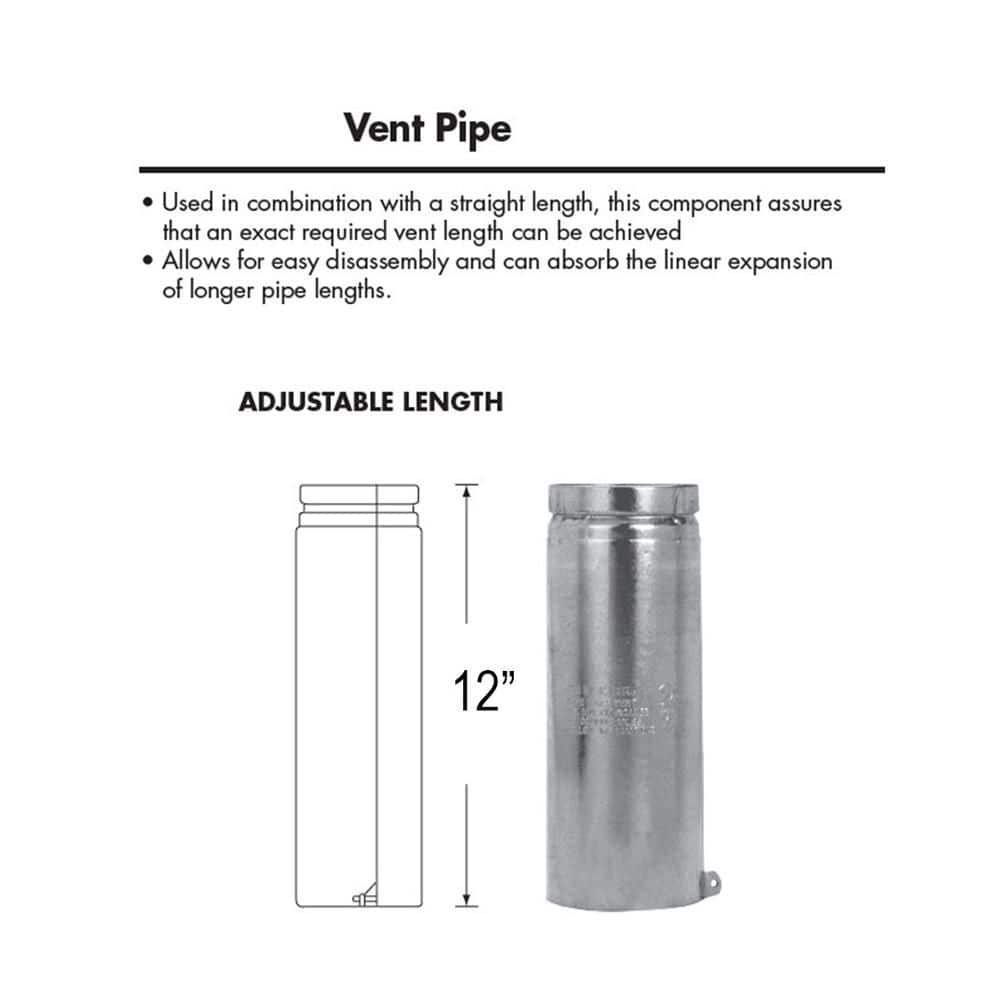 Selkirk Model RV Type B Gas Vent 4in. x 12in. Round Adjustable Gas Vent Pipe (2)