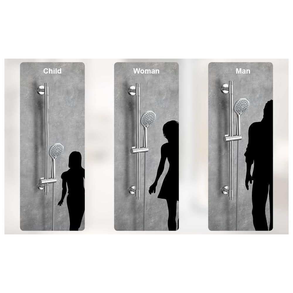 Helhom Adjustable Shower Slide Bar with 5-Function Handheld Shower Head, Stainless Steel Grab Slide Bar Combo, Brushed Nickel (3)