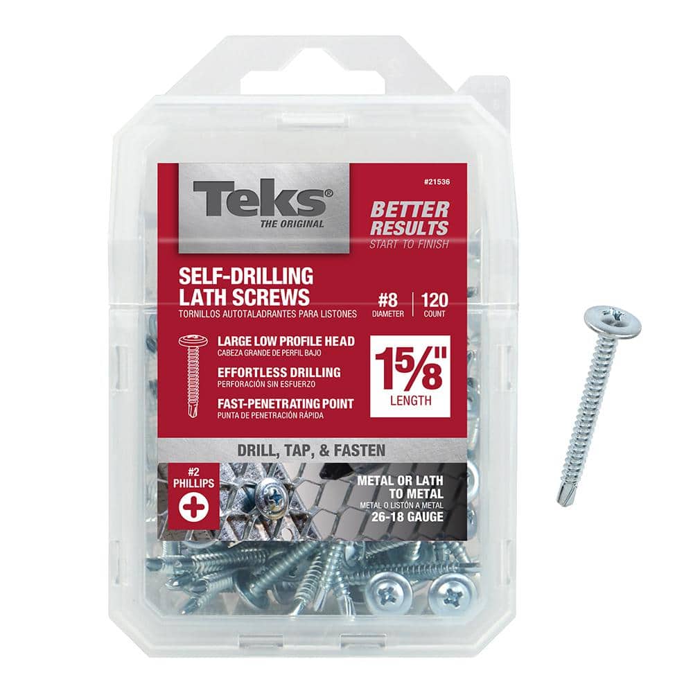 Teks 8 x 1-5/8 in. Phillips Truss Head Drill Point Lath Screws (120-Pack)