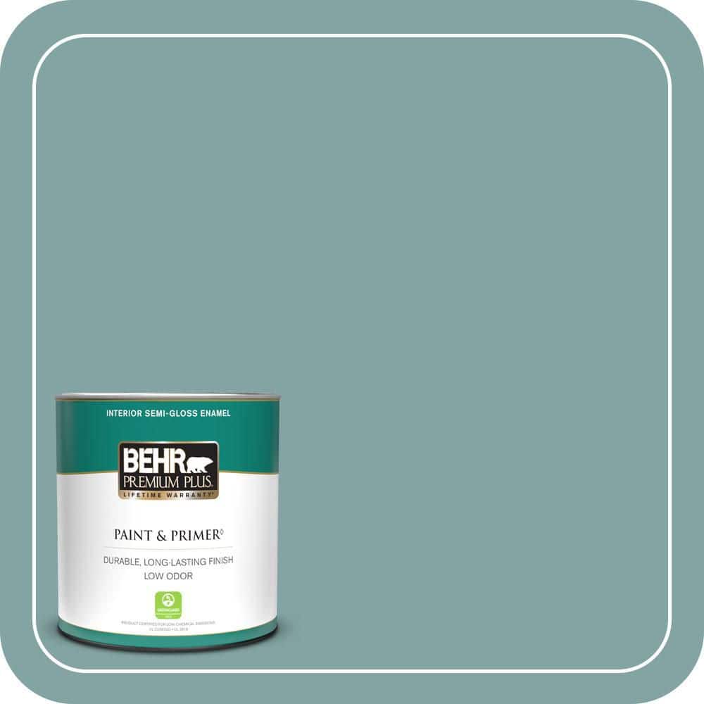 BEHR PREMIUM PLUS 1 qt. #MQ6-07 Schooner Semi-Gloss Enamel Low Odor Interior Paint & Primer