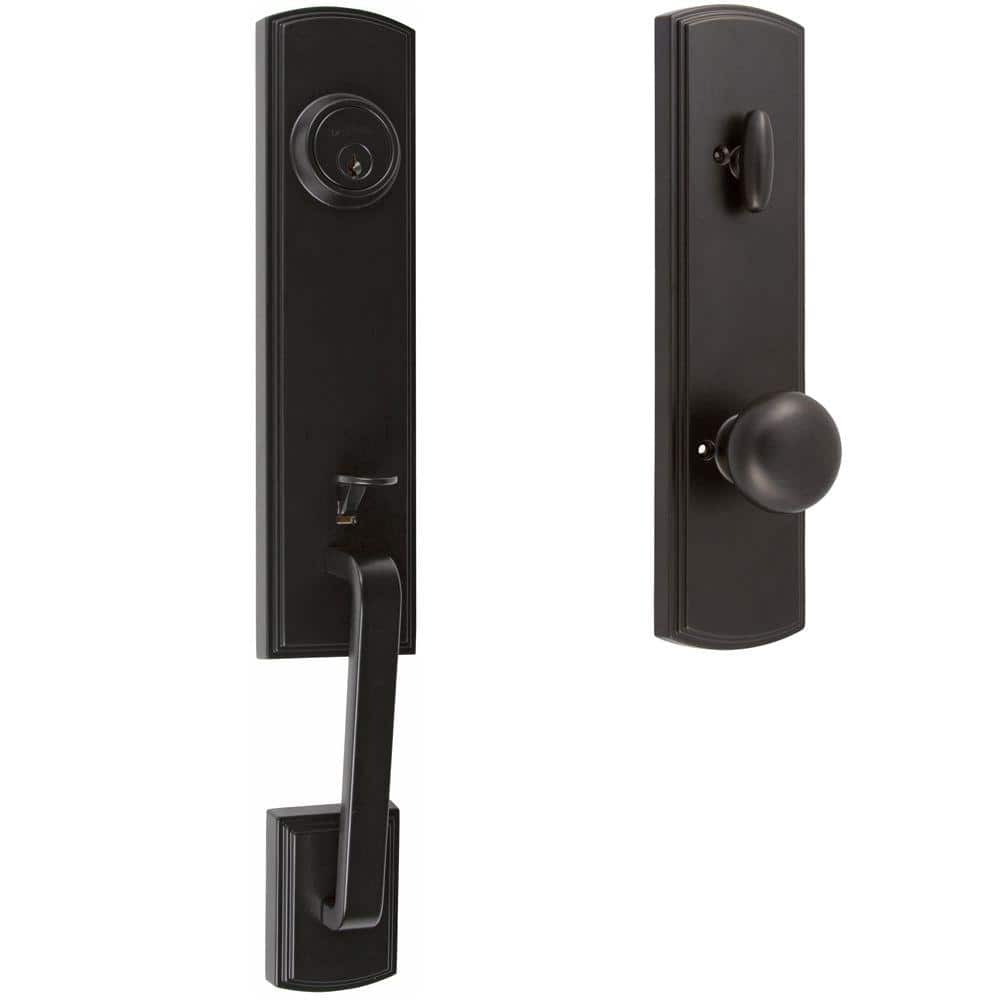 DELANEY HARDWARE Italian Collection Briona Black Dummy Door Handleset with Santo Interior Right-Hand