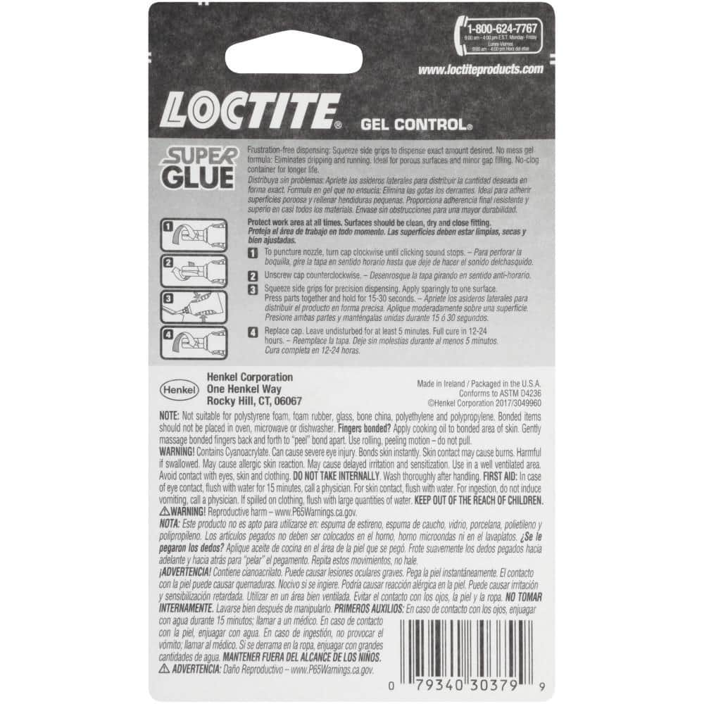 Loctite Super Glue 0.14 oz.Gel Control Clear Applicator (each) (3)