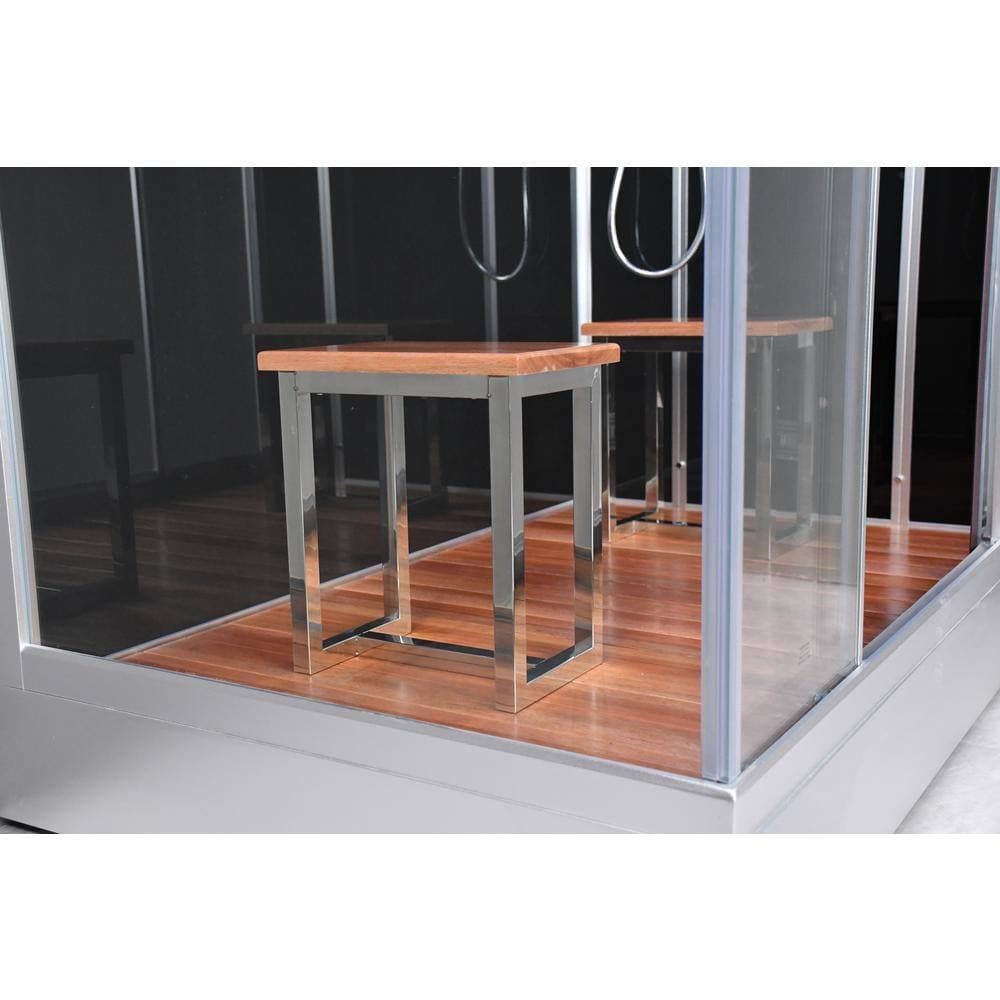 Unbranded Platinum 59 in. x 36 in. x 90 in. Steam Shower in Black with Hinged Door, Right Side Controls and 6 kW Steam Generator (3)