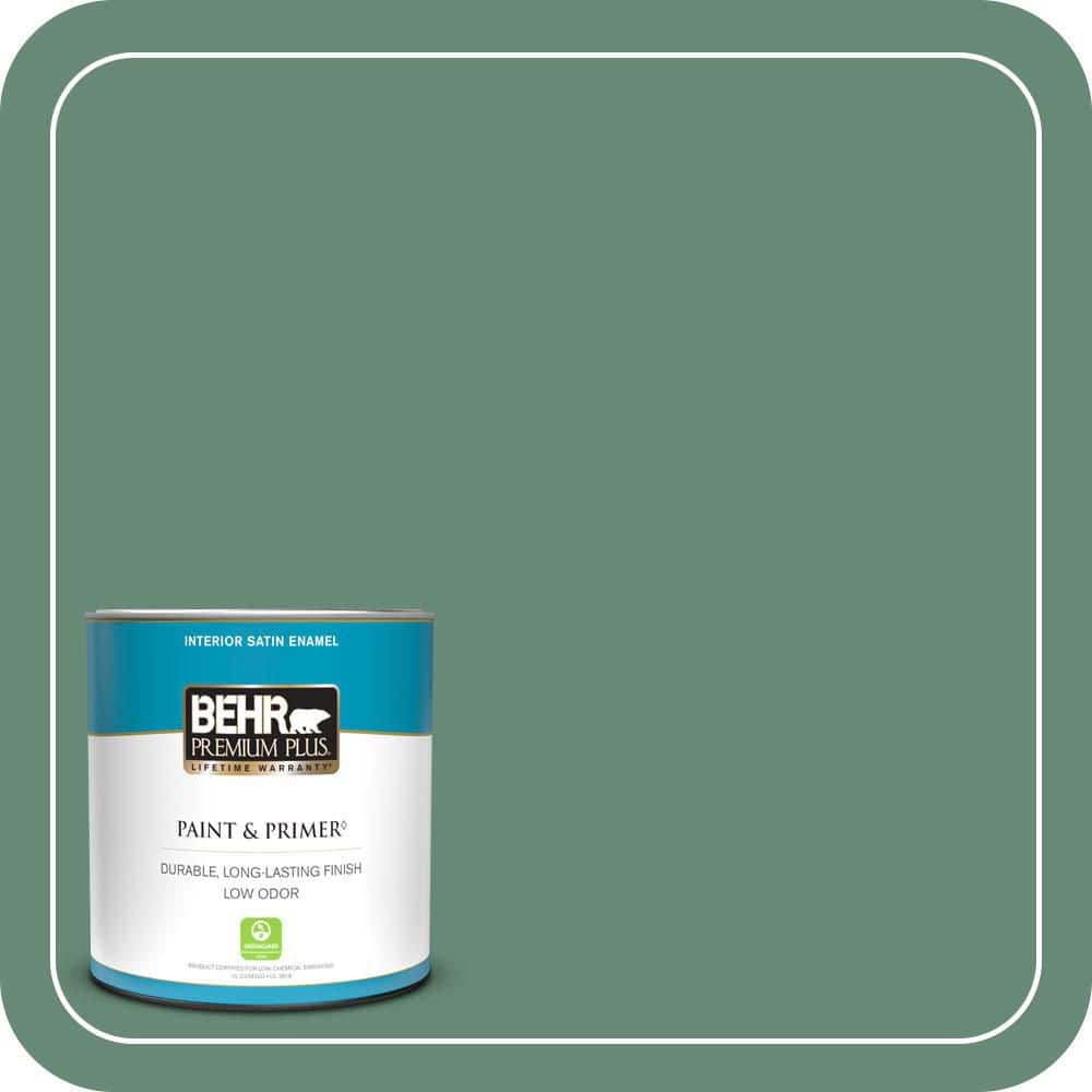 BEHR PREMIUM PLUS #PPF-35 Green Adirondack Enamel Interior/Exterior Paint & Primer Color Sample