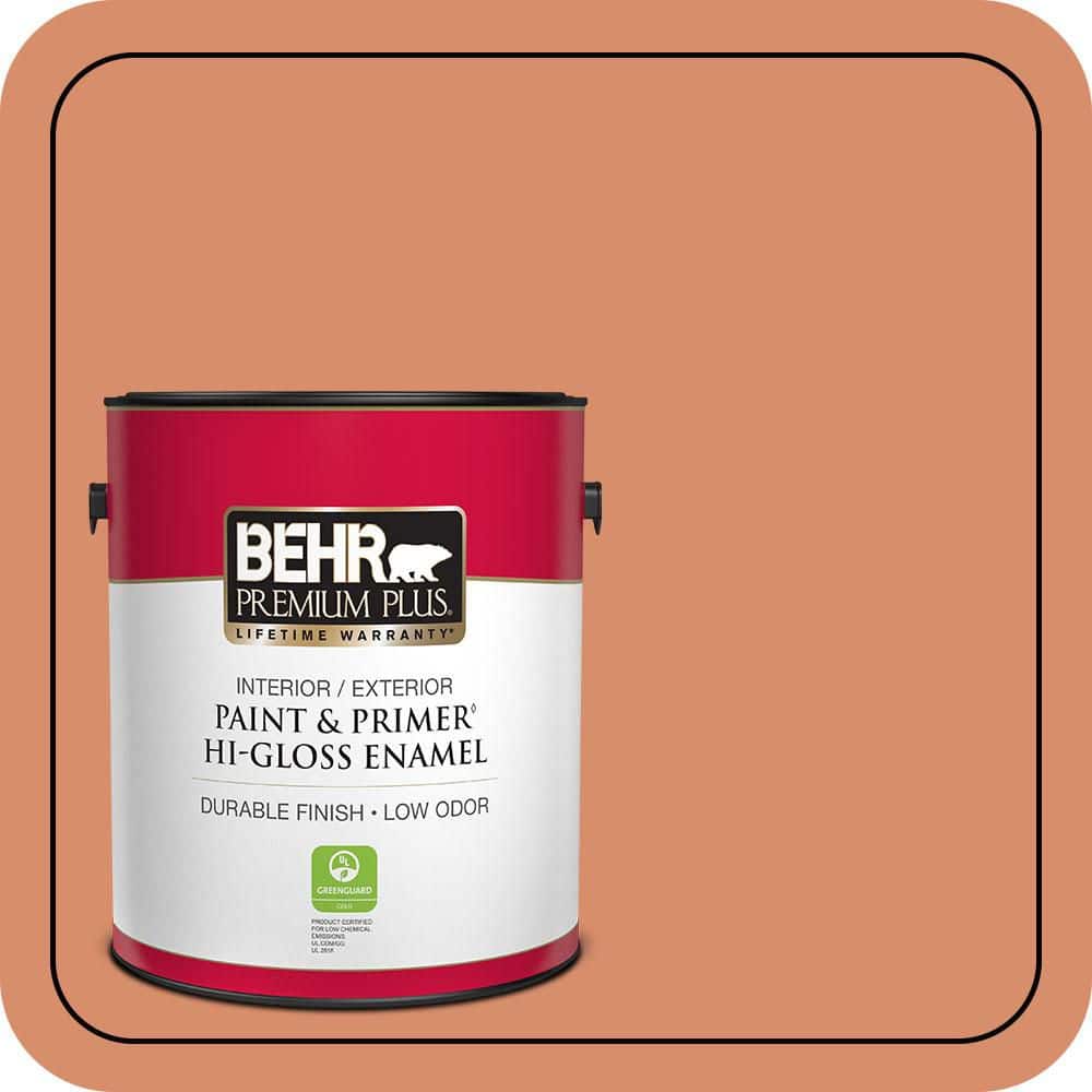 BEHR PREMIUM PLUS 1 gal. #MQ4-38 Balcony Sunset Hi-Gloss Enamel Interior/Exterior Paint & Primer (1)