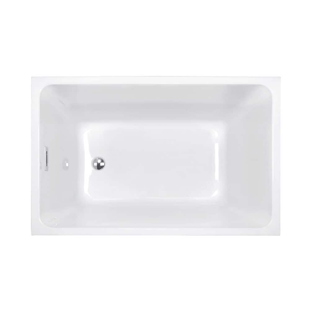 Coporesell 43 in. x 28 in. Acrylic Freestanding Soaking Bathtub in Glossy White with Chrome Reversible Drain (3)