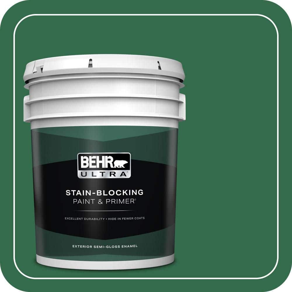 BEHR ULTRA 5 gal. #S-H-460 Chopped Chive Semi-Gloss Enamel Exterior Paint & Primer