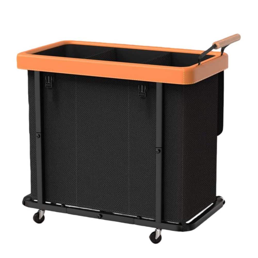 Wudkey 230L Extra Large Commercial Laundry Cart 3 Section with Lid, Rolling Laundry Hamper, Bathroom Hotel Storage Containers (1)
