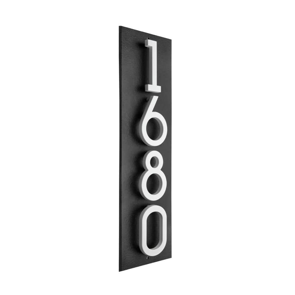 Whitehall Products Floating Stand-Off 4-Number Vertical Sign Black with White Modern Font Numbers