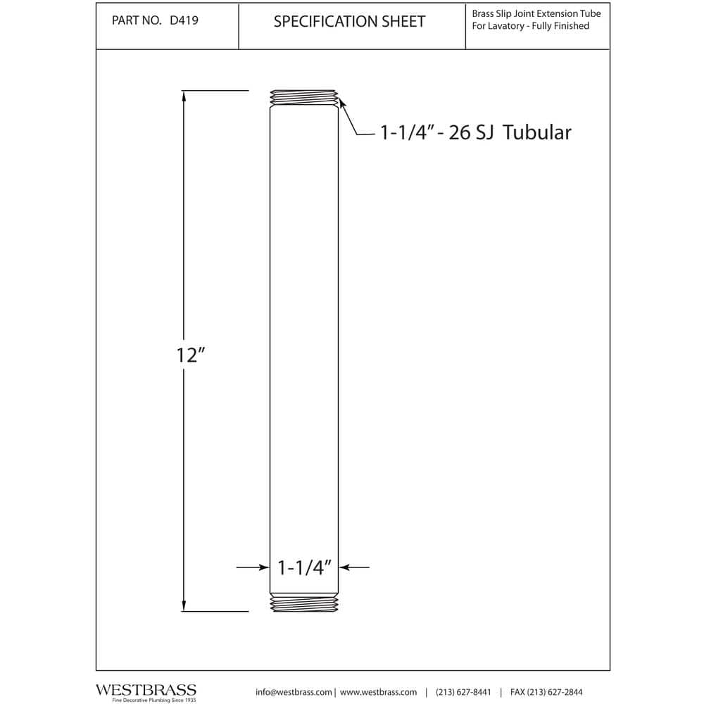 1-1/4 in. OD x 12 in. Double End Threaded Lavatory Sink Drain Extension Tailpiece, Polished Nickel (2)