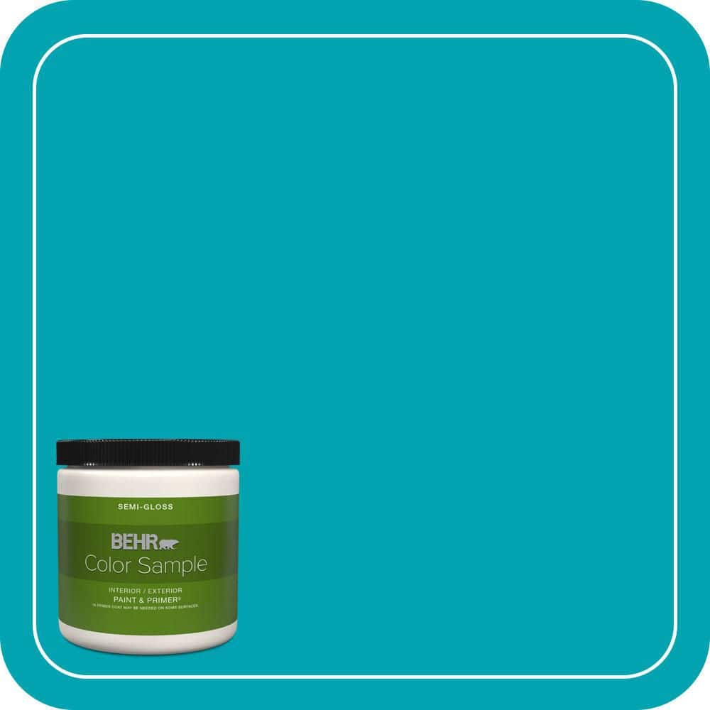 BEHR PREMIUM PLUS 8 oz. #510B-6 Blue Jewel Semi-Gloss Interior/Exterior Paint & Primer Color Sample