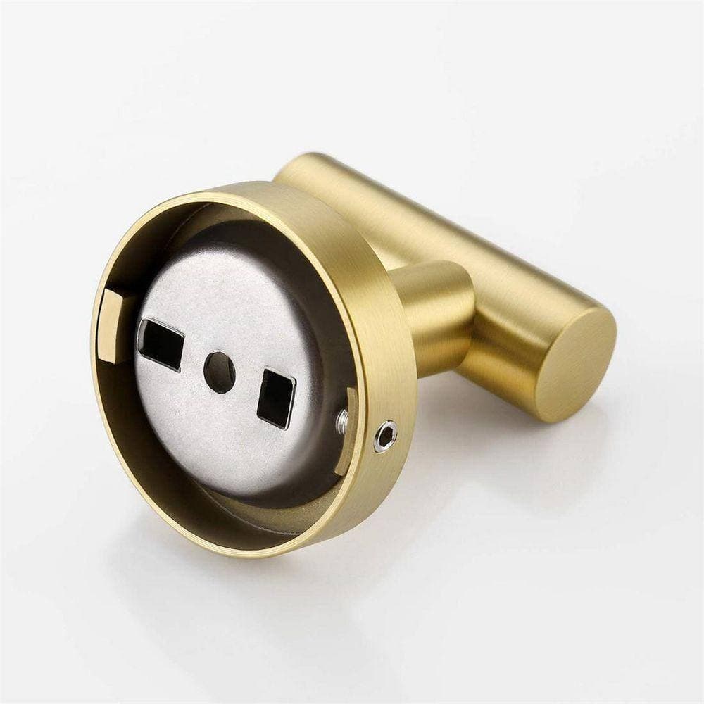 Dracelo Brushed Brass Wall Mount Round Stainless Steel Bathroom Towel Hook J-Hook (2-Pack) (3)