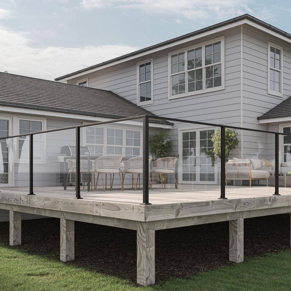 Glass Warehouse Portia 2 in. x 2 in. x 3.44 ft. Black Aluminum Corner Metal Fence Post (2)