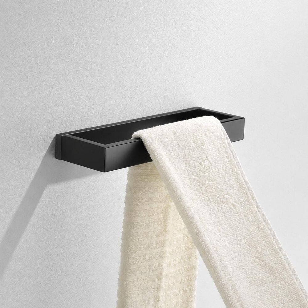 Unbranded 4-Piece Matte Black SUS304 Stainless Steel Wall-Mounted 25.8 in. Bathroom Towel Bar Hardware Set Kit (3)