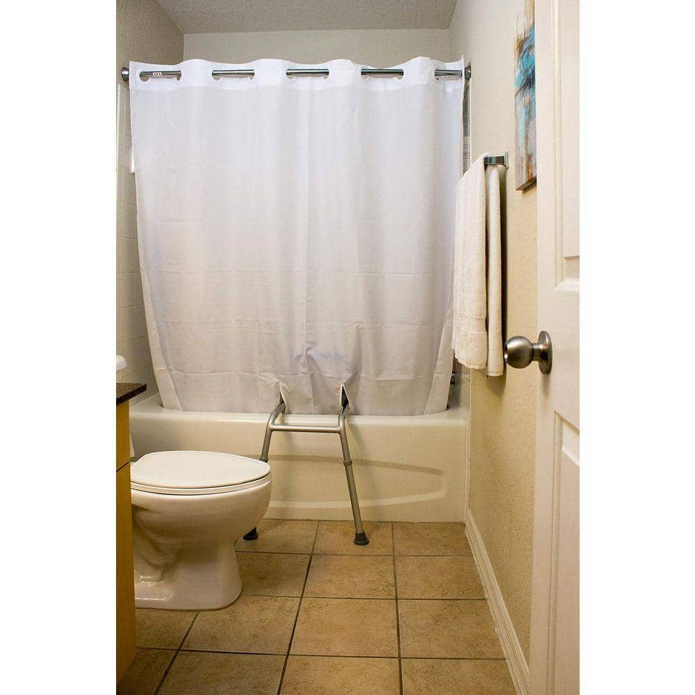 Unbranded BenchMate 71x72 Split Shower Curtain for Bath Transfer Benches in Chamonix White with Quick-Attach System Polyester (2)