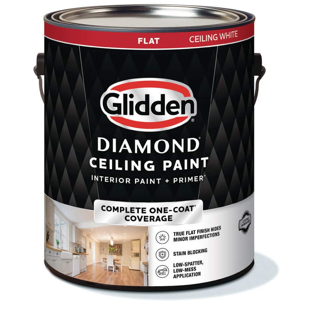 Glidden Diamond 1 gal. White Flat Interior One-Coat Ceiling Paint with Primer (2)