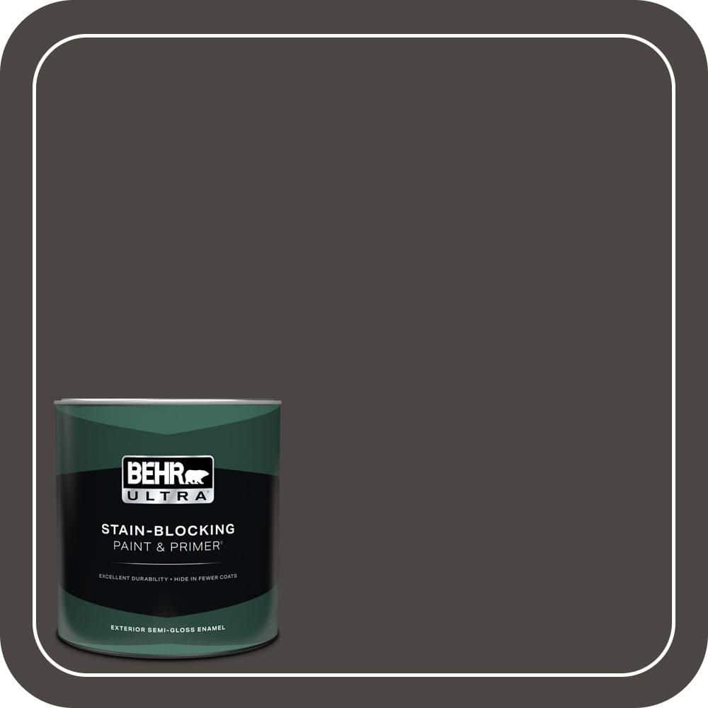 BEHR ULTRA 1 qt. #T16-01 Black Pearl Semi-Gloss Enamel Exterior Paint & Primer
