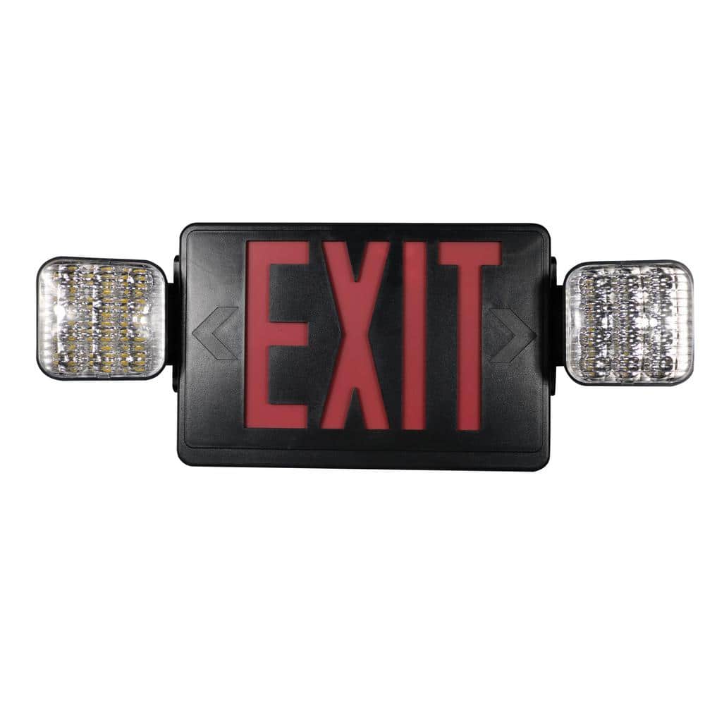 Commercial Electric 1-Pack Combo 14-Watt with NICAD 9.6-Volt Battery Integrated LED Black Exit Sign and Emergency Light (2)