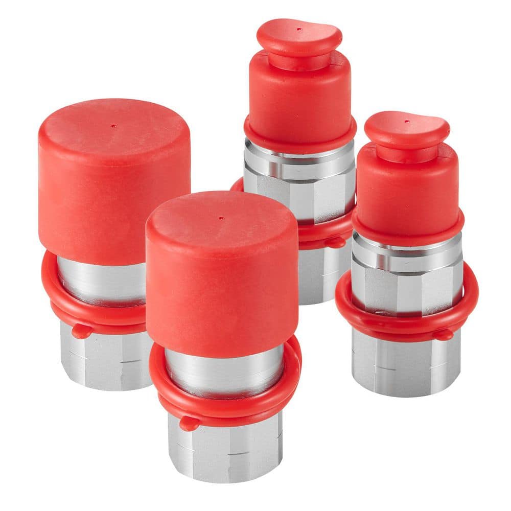 SKYSHALO 1/2 in. Flat Face Hydraulic Couplers, 1/2 in. NPT Skid Steer Hydraulic Quick Connect Couplers with 4 Dust Caps(ISO16028) (1)