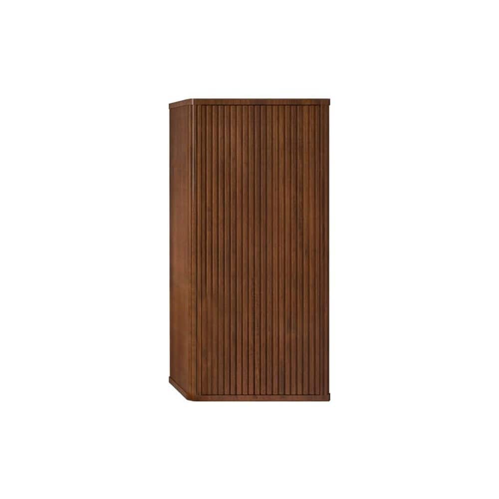 Tahanbath 11.41 in. W x 14.17 in. D x 29.52 in. H Bathroom Storage Wall Cabinet in Walnut with 3 Shelves and 2 Door