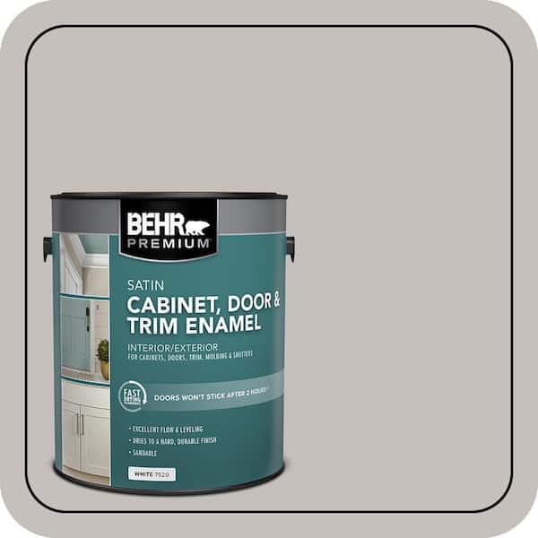 BEHR PREMIUM 1 gal. #PPU18-10 Natural Gray Satin Enamel Interior/Exterior Cabinet, Door & Trim Paint (2)