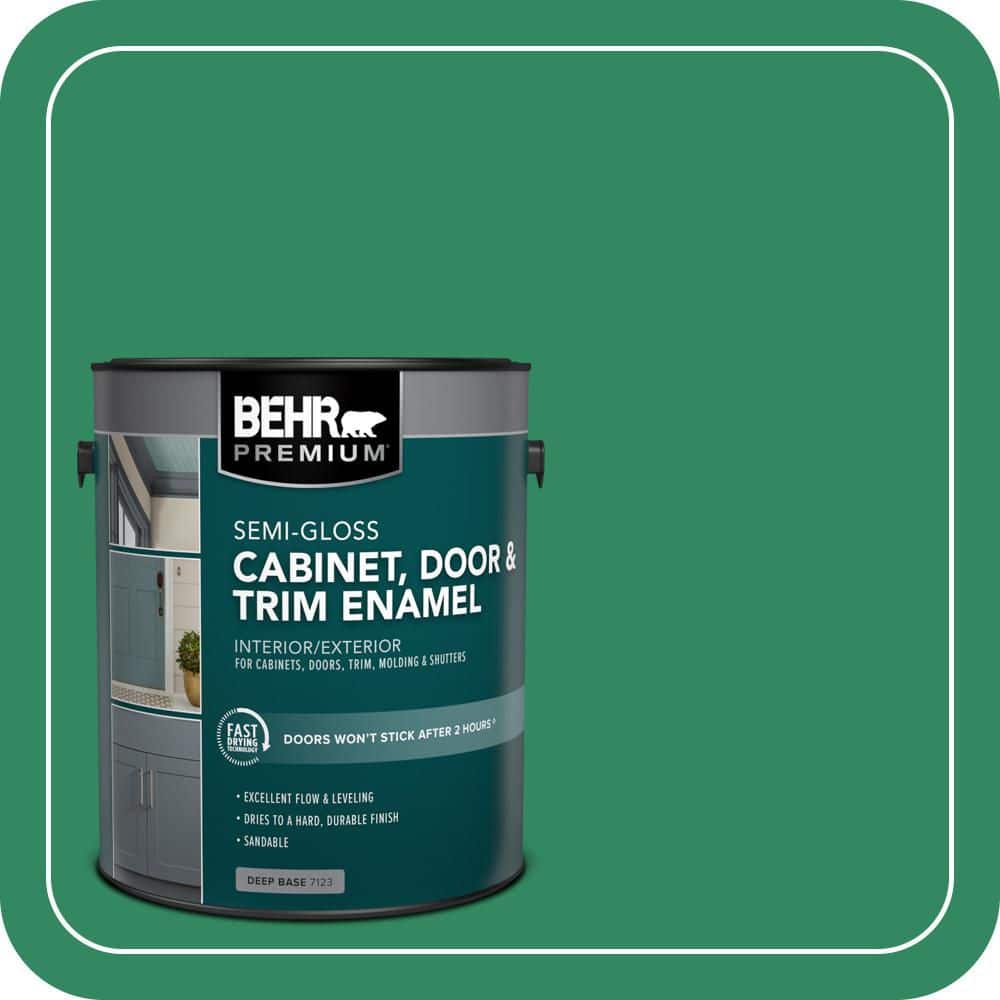 BEHR PREMIUM 1 gal. #P420-6 Exquisite Emerald Semi-Gloss Enamel Interior/Exterior Cabinet, Door & Trim Paint