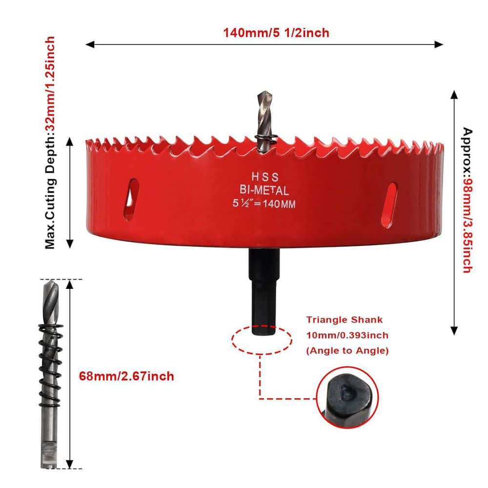 Unbranded HSS Bi-Metal Hole Saw 5 1/2 with Pilot Drill Bit for Wood Plywood Cornhole Ceiling Drywall Cutting (2)