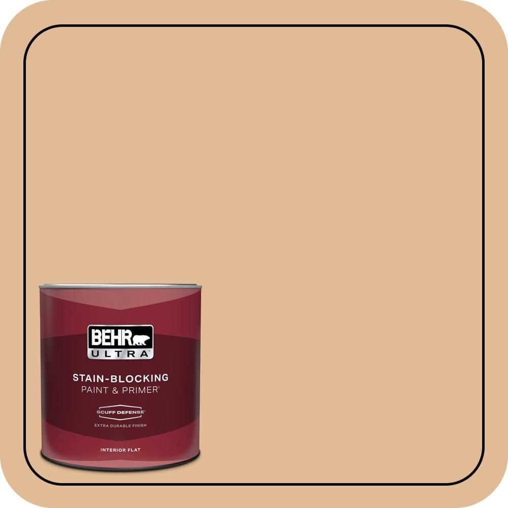 BEHR ULTRA 1 qt. #S250-3 Honey Nougat Extra Durable Flat Interior Paint & Primer (1)