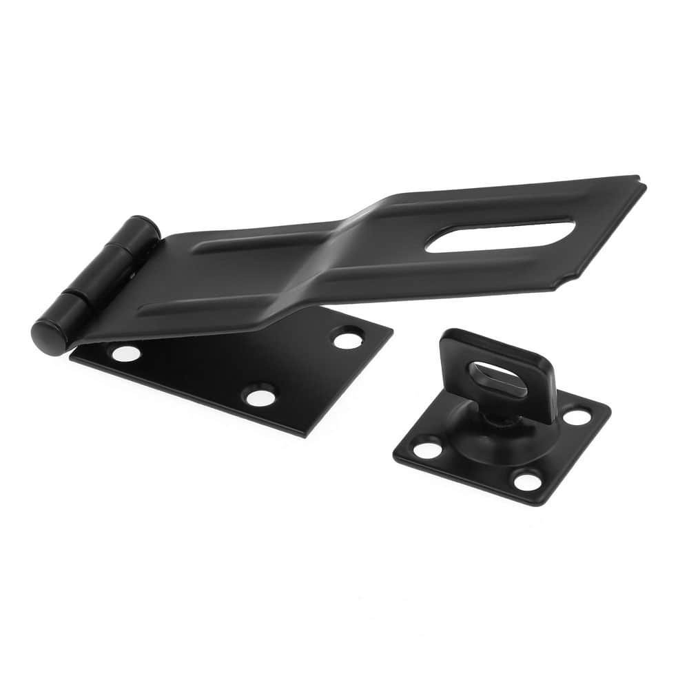 Prime-Line Door and Gate Safety Hasp Hinge Latch with Swivel Staple 6 in. with Screws Matte Black (Single Pack) (1)