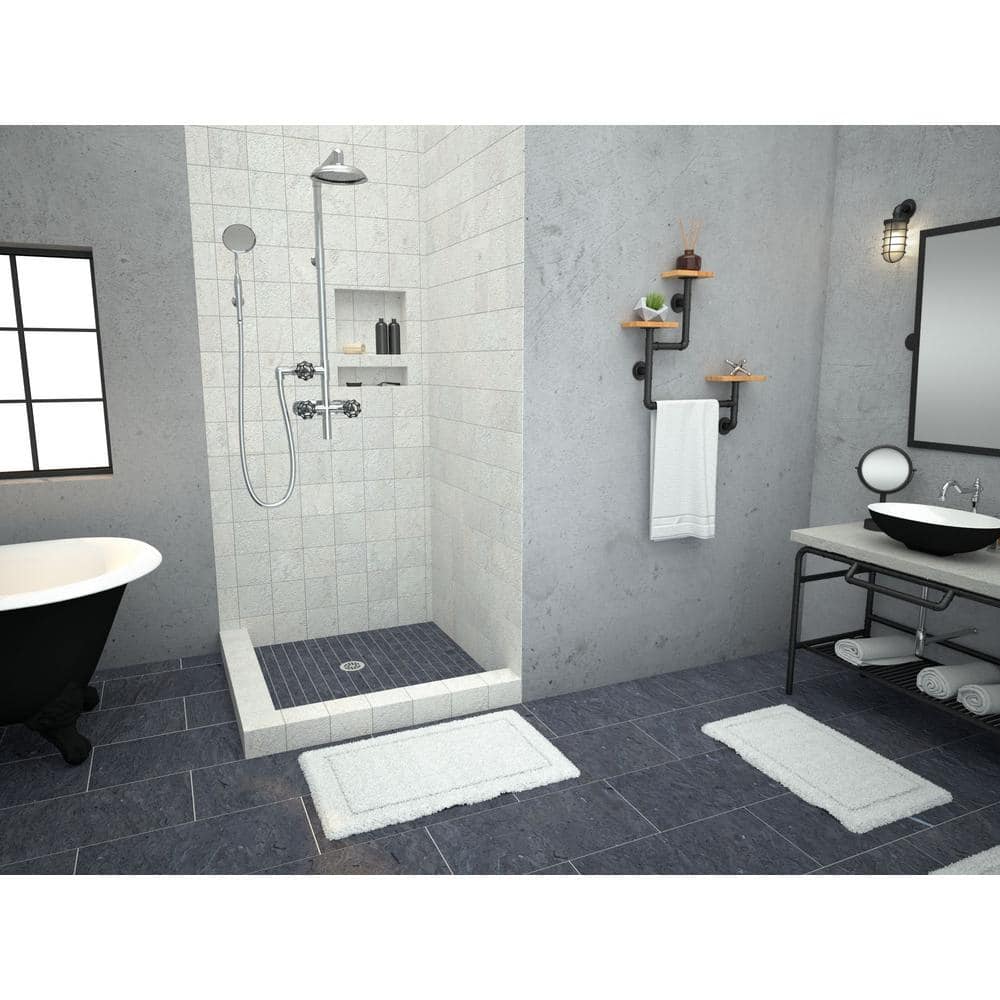 Tile Redi Redi Base 36 in. x 36 in. Double Threshold Shower Base with Center Drain and Polished Chrome Drain Plate (2)