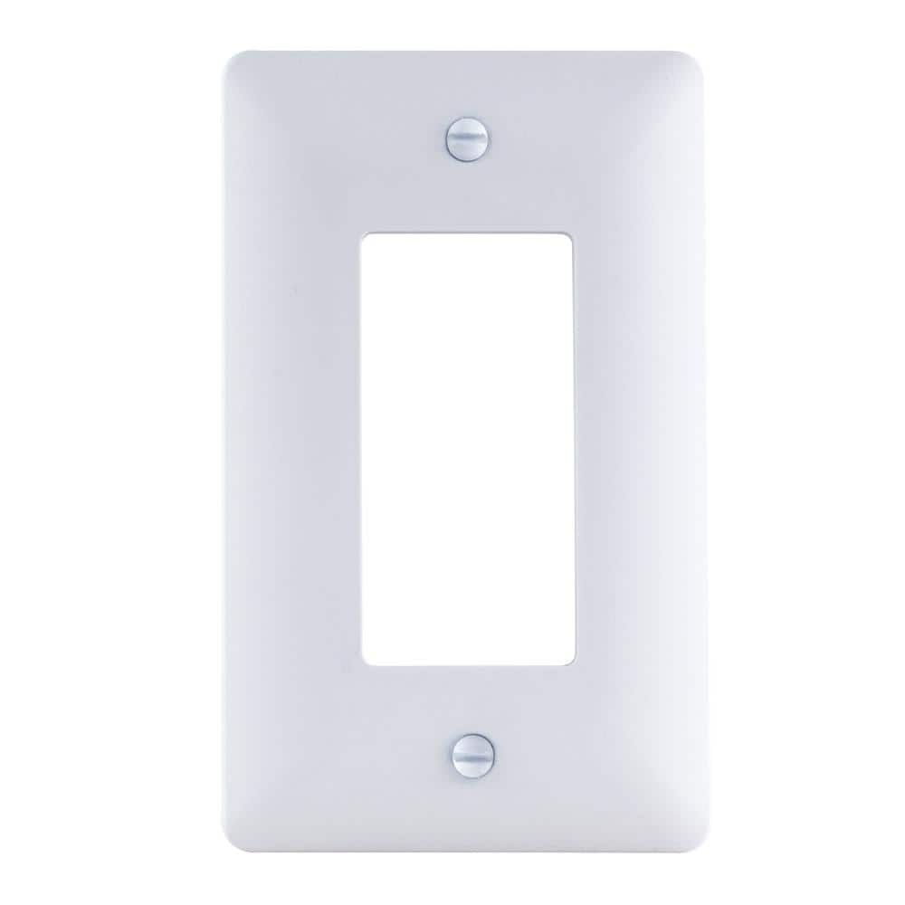 Commercial Electric White 1-Gang Decorator/Rocker Plastic Wall Plate (Paintable) (1)