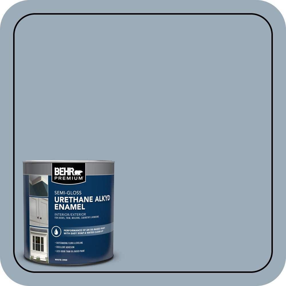 BEHR PREMIUM 1 qt. #570F-4 Blue Willow Semi-Gloss Enamel Urethane Alkyd Interior/Exterior Paint (1)
