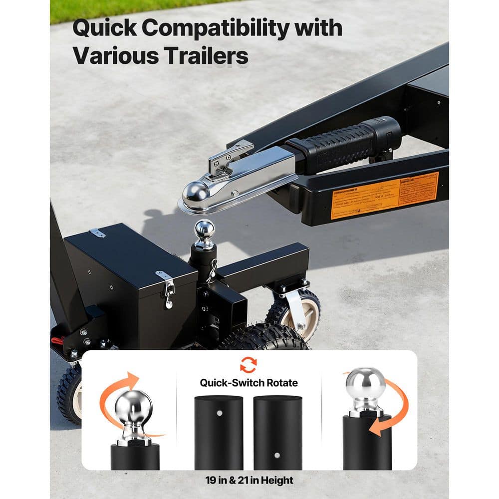 SKYSHALO 3600 lbs. Capacity Electric Trailer Dolly, 600 lbs. Tongue, 800W Motor, 2 & 1‑7/8 in. Hitch Balls for RV/Boat, 24V (2)