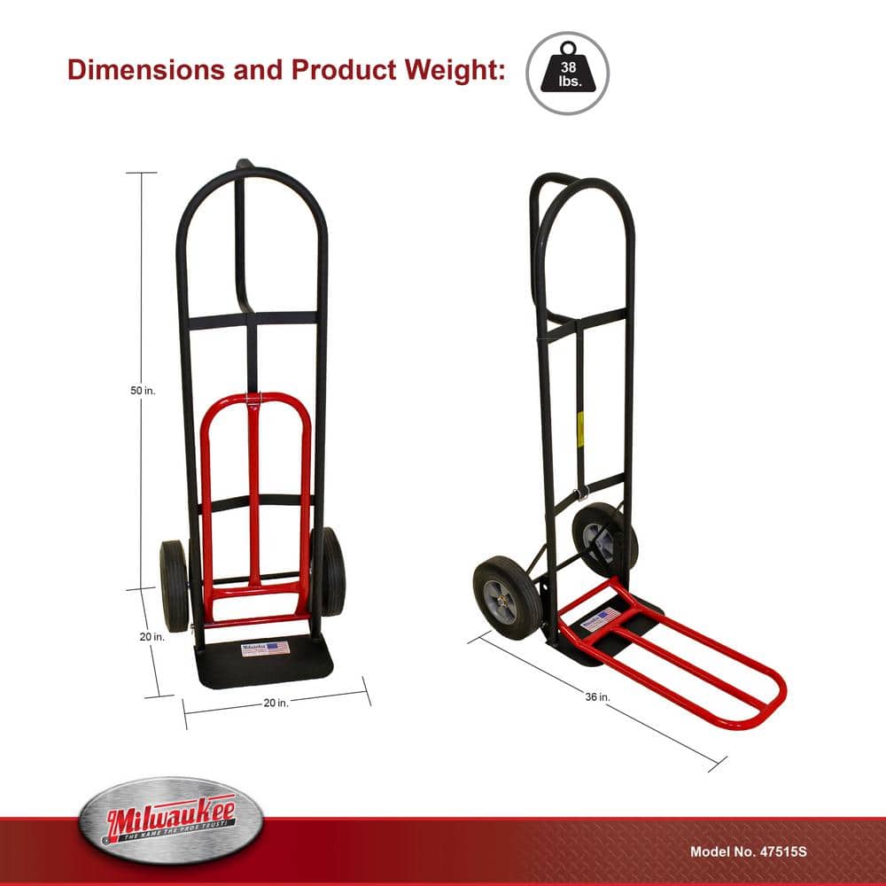 Unbranded 800 lb. Capacity D-Handle Hand Truck with 10 in. Puncture Proof Tires and Nose Plate Extension (3)