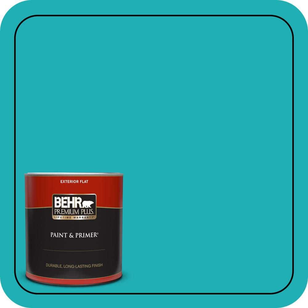 BEHR PREMIUM PLUS 1 qt. #500B-5 Mermaid Treasure Flat Exterior Paint & Primer