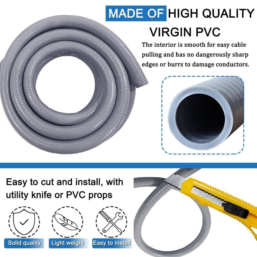 Unbranded 1 in Dia 25 ft Liquid-Tight Flexible Nonmetallic Electrical Conduit Kit with 5 Straight and 3 90-Degree (3)