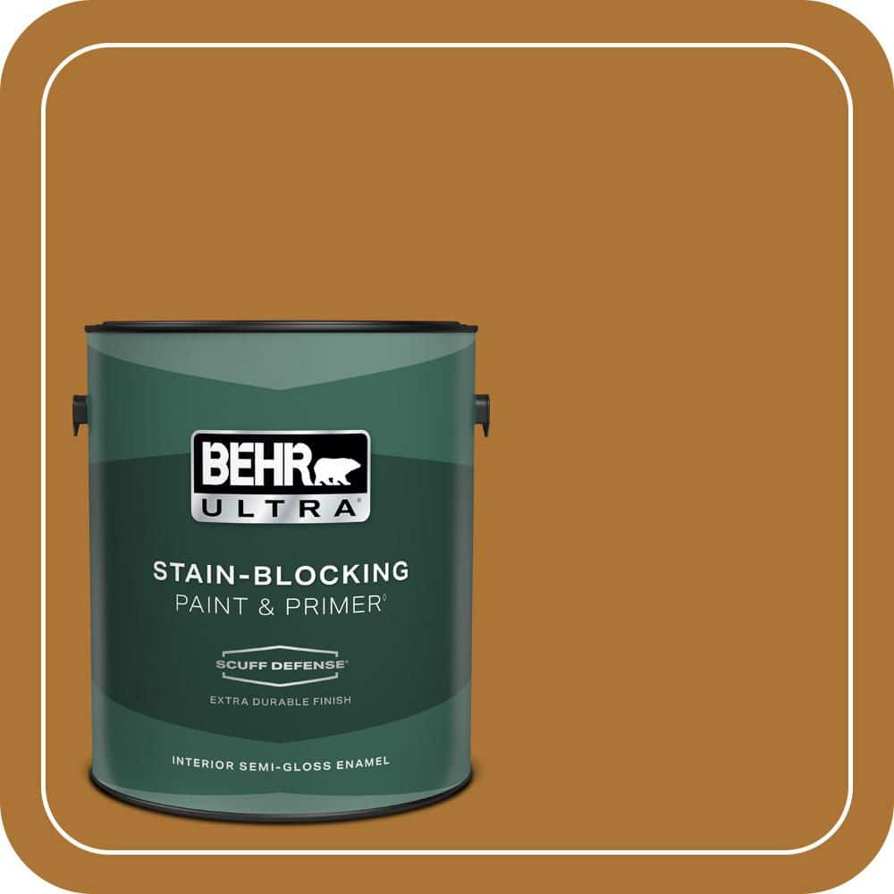 BEHR ULTRA 1 gal. #S-H-320 Enchanting Ginger Extra Durable Semi-Gloss Enamel Interior Paint & Primer