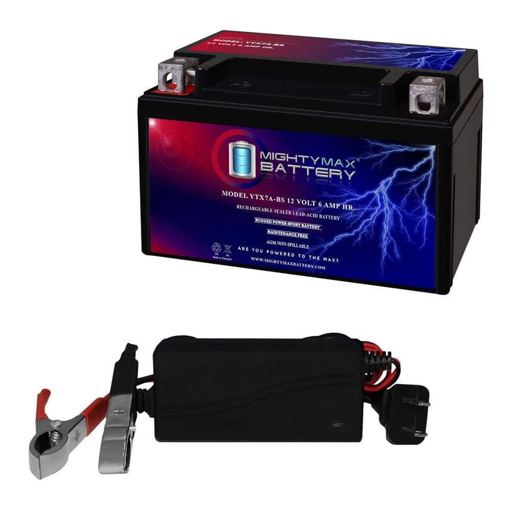MIGHTY MAX BATTERY 12-Volt 6 AH Motorcycle Battery Includes 12-Volt Charger (1)