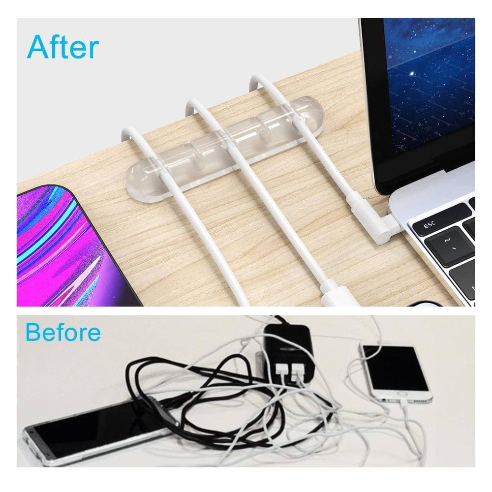 Unbranded Clear Silicone Cable Organizer Clips 3 Pack with 7, 5 and 3 Slots, Adhesive Cord Holder for Desk, Car (2)