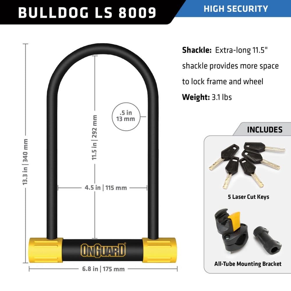 ONGUARD Bulldog LS U-Lock (4.53 in. x 11.50 in.) (2)