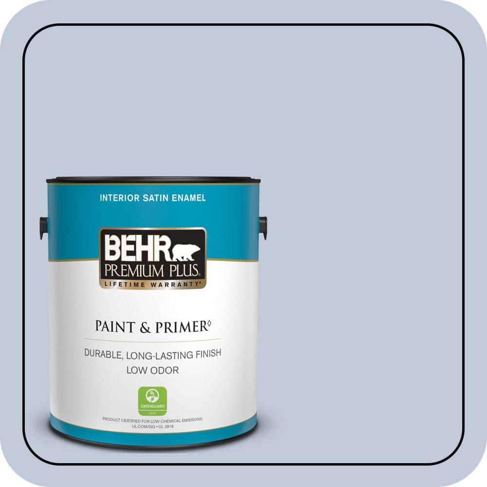 BEHR PREMIUM PLUS 1 gal. #600E-3 Icy Brook Satin Enamel Low Odor Interior Paint & Primer