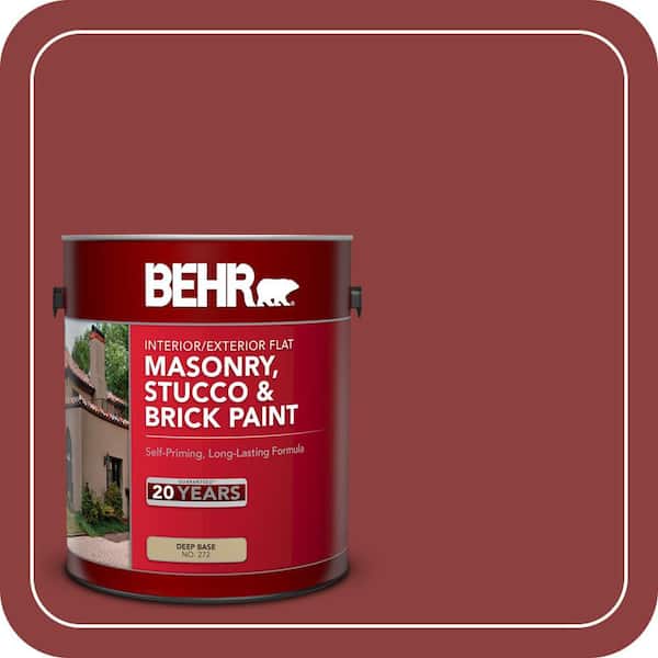 BEHR 1 gal. #BXC-27 Carriage Red Flat Interior/Exterior Masonry, Stucco and Brick Paint (2)