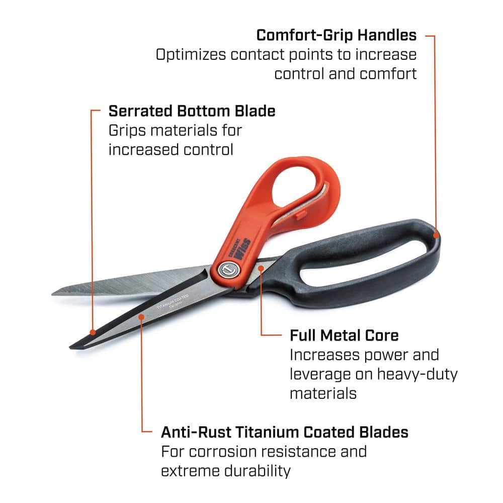 Crescent Wiss 10 in. Heavy Duty Titanium Coated Tradesmen Scissors (2)