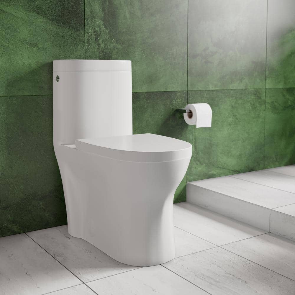 Swiss Madison Monaco 1-Piece 1.1/1.6 GPF Dual Touchless Flush Elongated Toilet in White, Seat Included (1)