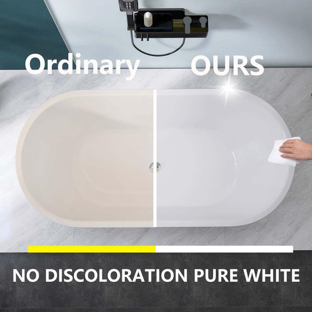 WELLFOR L 29.5 in. W 23 in. H Soaking Bathtub with Center Drain and Gloss White (4)